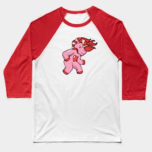 Headbanging Unicorn Rocking Out Pink Baseball T-Shirt